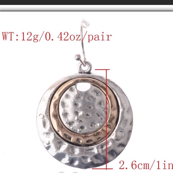 🆕BOHOCHIC SILVER/GOLD ROUND INLAY DROP EARRINGS - Picture 4 of 14